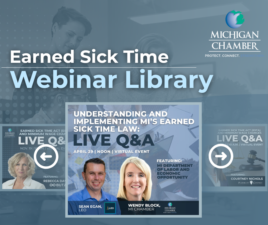 Image highlighting the Earned Sick Time Act webinar options available.